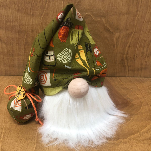 hand crafted gnome for the nature enthusiast, camping, boating, fishing outdoors.