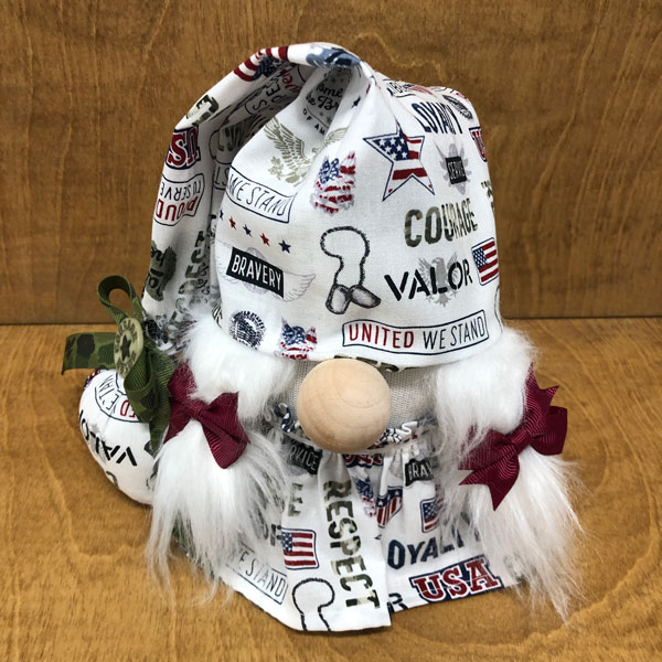 hand crafted gnome to honor all the women in the US Military. Thank you!