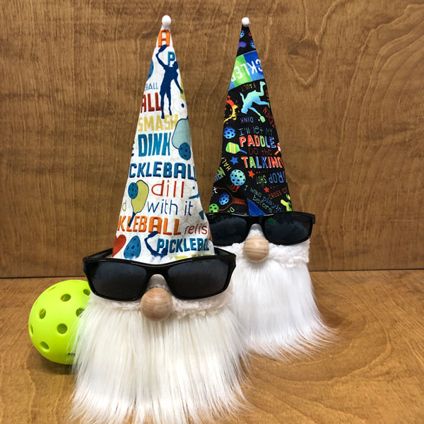 hand crafted pickelball gnomes