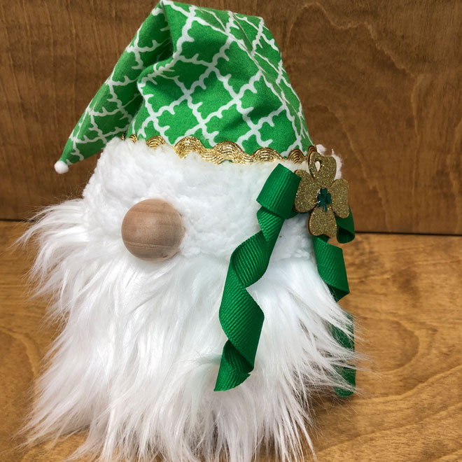 hand crafted Irish gnome St Patty's clover shamrock